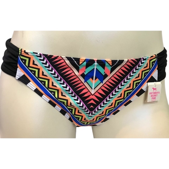 Victoria's Secret PINK Aztec Tribal Geo Ruched Sides Cheeky Swim Bottom XS - Picture 1 of 2